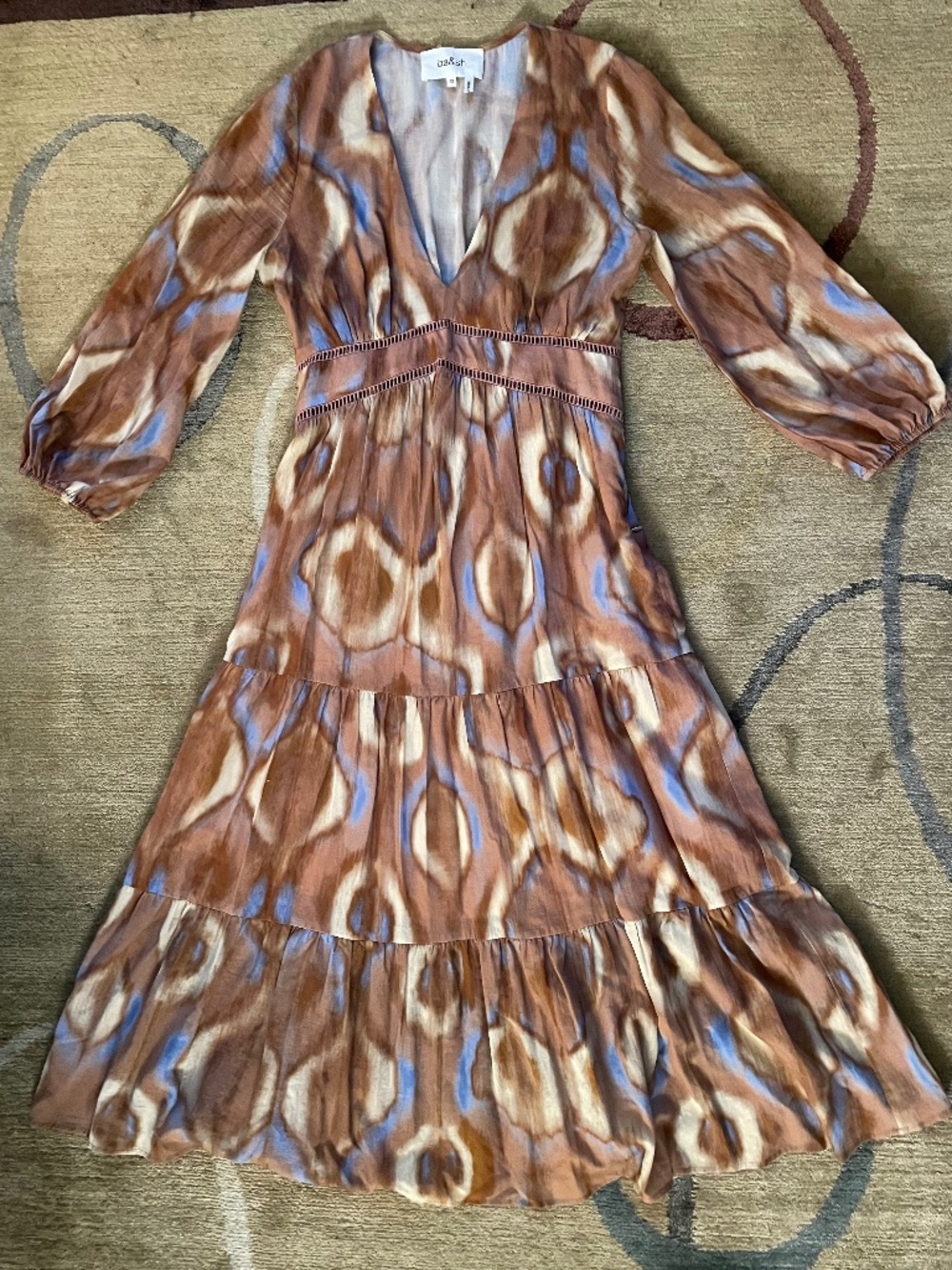 Ba&sh Parisian Bohemian Chic Midi Dress 100% Cotton, XS
